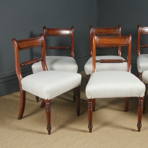 fig 2. Antique English Georgian Regency Set of Six 6 Mahogany Bar Back Dining Chairs (Circa 1825)