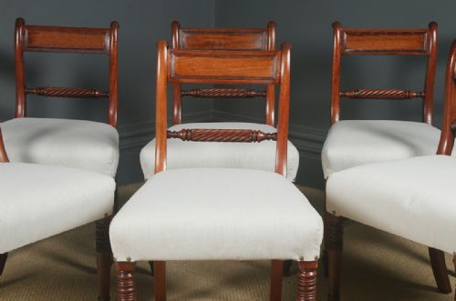 fig 5. Antique English Georgian Regency Set of Six 6 Mahogany Bar Back Dining Chairs (Circa 1825)