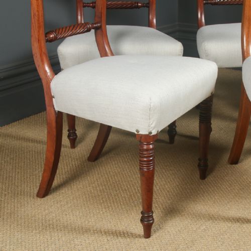 fig 7. Antique English Georgian Regency Set of Six 6 Mahogany Bar Back Dining Chairs (Circa 1825)