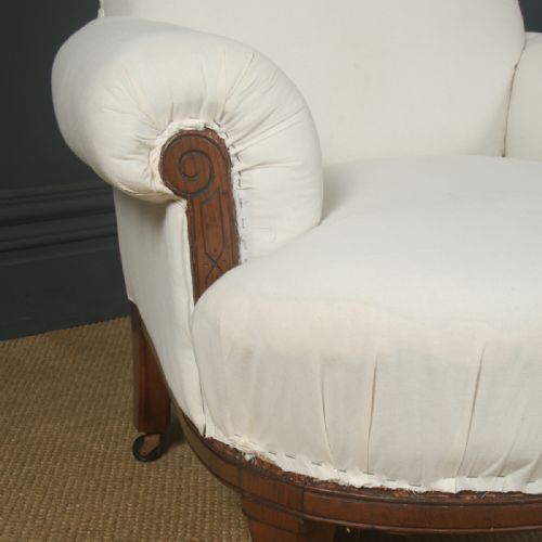 fig 4. Antique English Victorian Pair of Upholstered Oak Howard & Sons Style Chairs / Armchairs (Circa 1880)