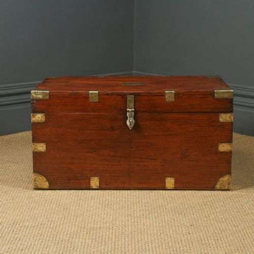 fig 1. Antique Anglo-Indian Victorian Teak Wood Campaign Chest (Circa 1870)