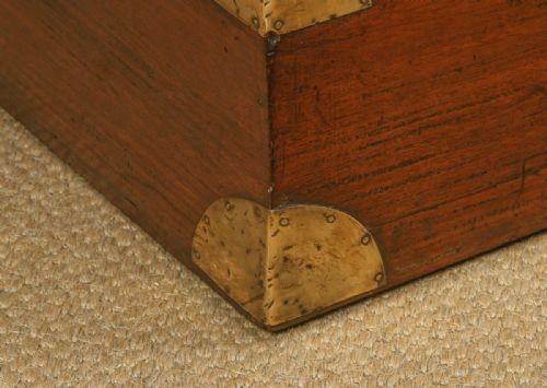 fig 3. Antique Anglo-Indian Victorian Teak Wood Campaign Chest (Circa 1870)