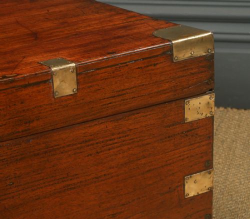 fig 4. Antique Anglo-Indian Victorian Teak Wood Campaign Chest (Circa 1870)