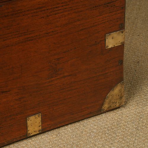 fig 5. Antique Anglo-Indian Victorian Teak Wood Campaign Chest (Circa 1870)