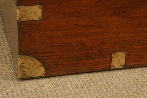 fig 6. Antique Anglo-Indian Victorian Teak Wood Campaign Chest (Circa 1870)