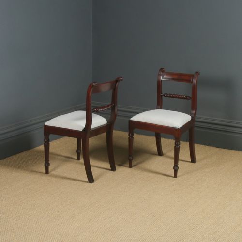 Antique English Georgian Regency Pair of Mahogany Bar Back Dining Chairs (Circa 1825)