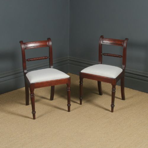 fig 1. Antique English Georgian Regency Pair of Mahogany Bar Back Dining Chairs (Circa 1825)