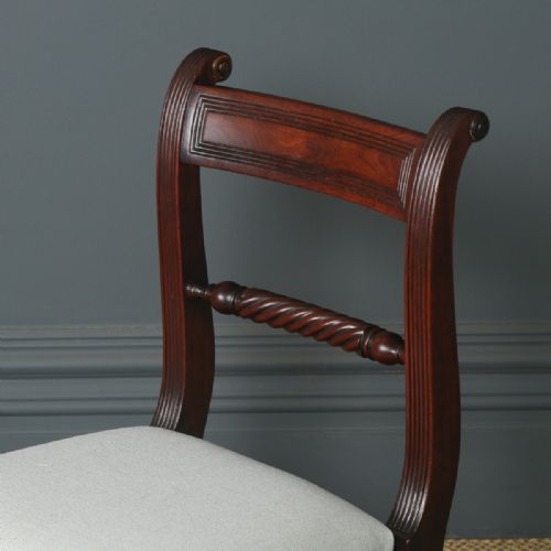 fig 3. Antique English Georgian Regency Pair of Mahogany Bar Back Dining Chairs (Circa 1825)