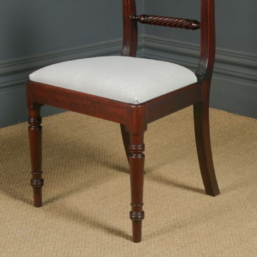 fig 4. Antique English Georgian Regency Pair of Mahogany Bar Back Dining Chairs (Circa 1825)