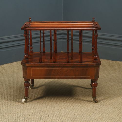 fig 1. Antique English Victorian Burr Walnut Inlaid Canterbury Magazine Rack Tidy (Circa 1860)