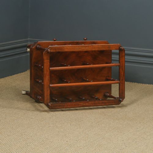 fig 2. Antique English Victorian Burr Walnut Inlaid Canterbury Magazine Rack Tidy (Circa 1860)