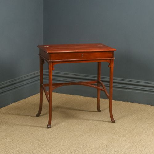 fig 1. Antique English Edwardian Art Nouveau Metamorphic Mahogany & Leather Writing Table / Desk (Circa 1905)