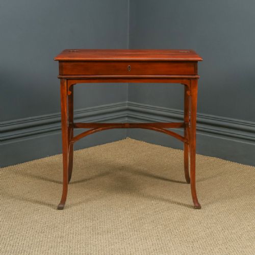fig 2. Antique English Edwardian Art Nouveau Metamorphic Mahogany & Leather Writing Table / Desk (Circa 1905)