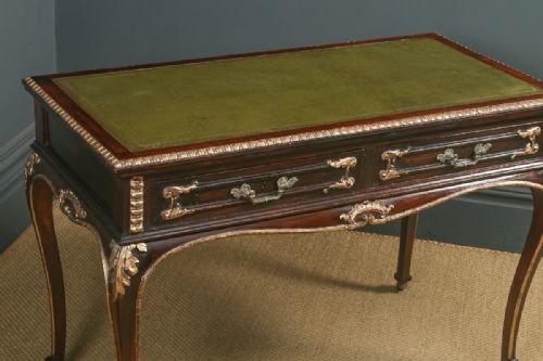 ANTIQUE FRENCH 19TH CENTURY LOUIS XV GILT LEATHER BUREAU PLAT DESK WRITING TABLE CIRCA 1880 - ADDITIONAL PHOTO 9