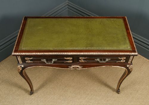ANTIQUE FRENCH 19TH CENTURY LOUIS XV GILT LEATHER BUREAU PLAT DESK WRITING TABLE CIRCA 1880 - ADDITIONAL PHOTO 14