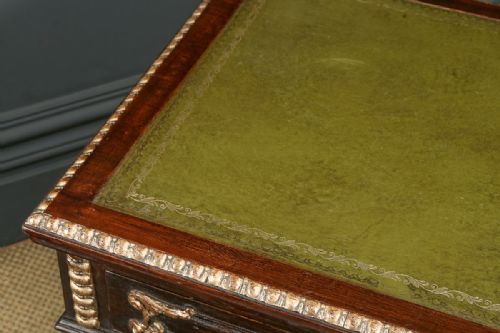 ANTIQUE FRENCH 19TH CENTURY LOUIS XV GILT LEATHER BUREAU PLAT DESK WRITING TABLE CIRCA 1880 - ADDITIONAL PHOTO 15