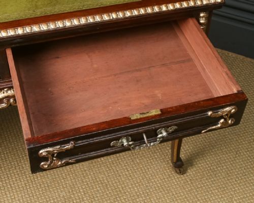 ANTIQUE FRENCH 19TH CENTURY LOUIS XV GILT LEATHER BUREAU PLAT DESK WRITING TABLE CIRCA 1880 - ADDITIONAL PHOTO 21