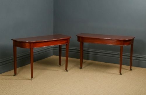 fig 1. Antique English Pair of Georgian Mahogany Console Side Hall Occasional Tables (Circa 1800)