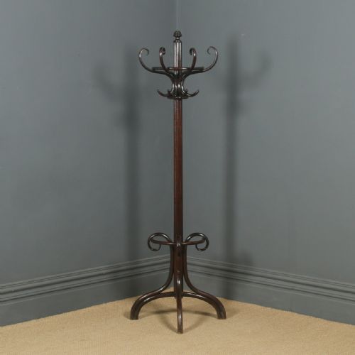 Antique Edwardian Beech Bentwood Coat, Hat, Stick & Umbrella Demi Lune Hall Stand (Circa 1910)