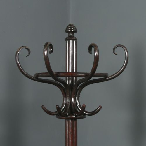 fig 1. Antique Edwardian Beech Bentwood Coat, Hat, Stick & Umbrella Demi Lune Hall Stand (Circa 1910)