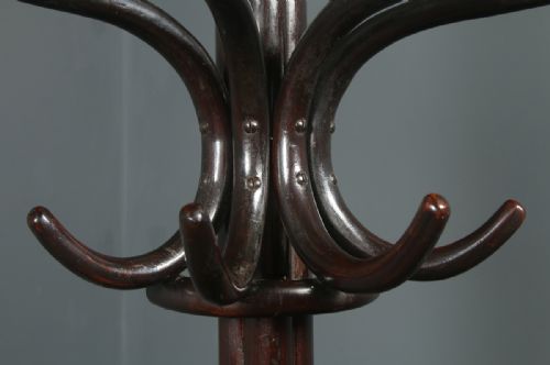 fig 2. Antique Edwardian Beech Bentwood Coat, Hat, Stick & Umbrella Demi Lune Hall Stand (Circa 1910)