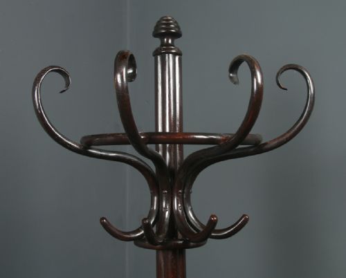 fig 4. Antique Edwardian Beech Bentwood Coat, Hat, Stick & Umbrella Demi Lune Hall Stand (Circa 1910)