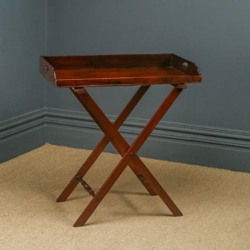 Antique English Georgian Mahogany Butlers Drinks Tray Table & Stand (Circa 1820)
