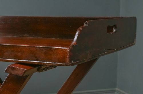 fig 2. Antique English Georgian Mahogany Butlers Drinks Tray Table & Stand (Circa 1820)