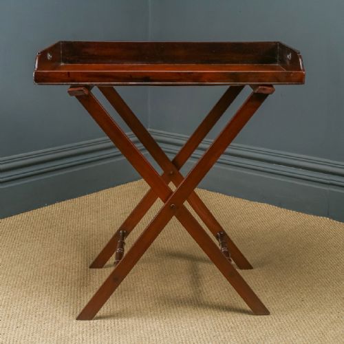 fig 4. Antique English Georgian Mahogany Butlers Drinks Tray Table & Stand (Circa 1820)