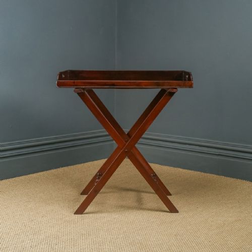 fig 5. Antique English Georgian Mahogany Butlers Drinks Tray Table & Stand (Circa 1820)