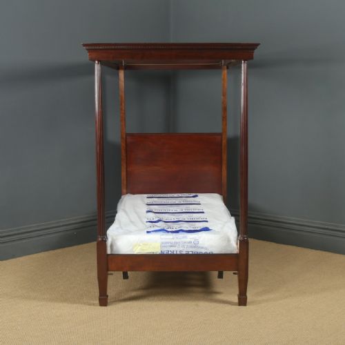 fig 3. Antique English Edwardian Mahogany 3ft Single Four Poster Bed by Heals of London (Circa 1910)