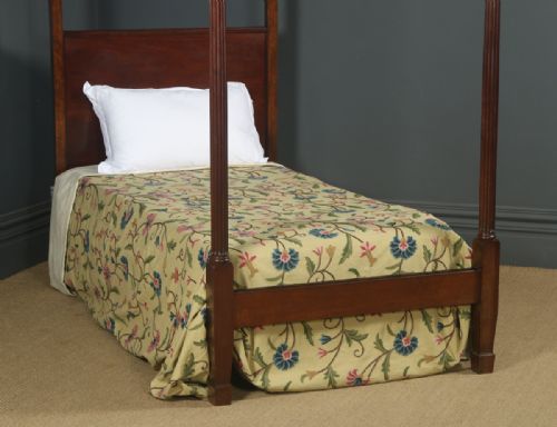 fig 4. Antique English Edwardian Mahogany 3ft Single Four Poster Bed by Heals of London (Circa 1910)