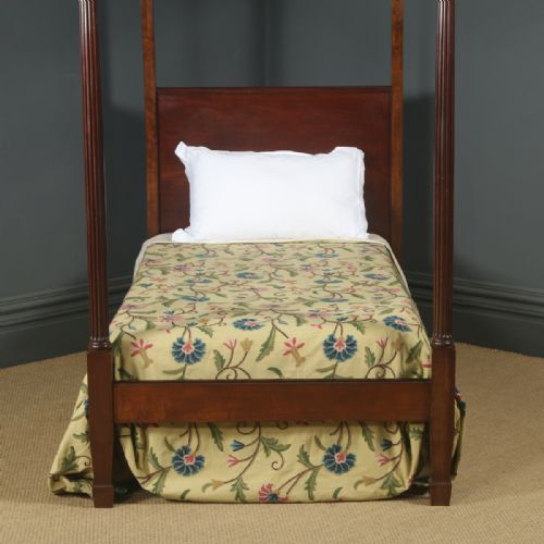 fig 5. Antique English Edwardian Mahogany 3ft Single Four Poster Bed by Heals of London (Circa 1910)