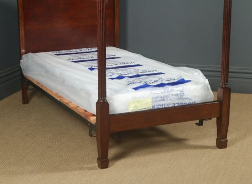 fig 6. Antique English Edwardian Mahogany 3ft Single Four Poster Bed by Heals of London (Circa 1910)