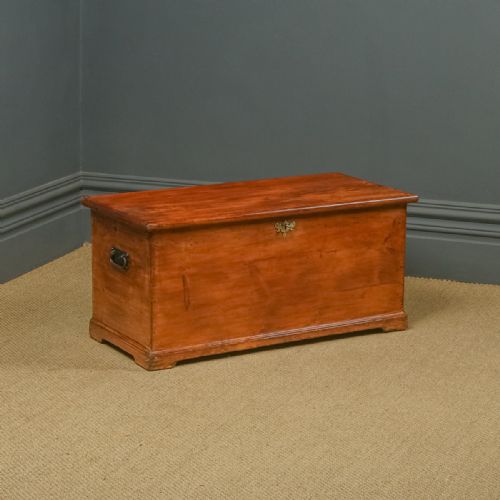 Antique English Victorian Pine Flat-top Blanket Box Chest Trunk (Circa 1840)