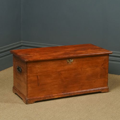 fig 1. Antique English Victorian Pine Flat-Top Blanket Box Chest Trunk (Circa 1840)