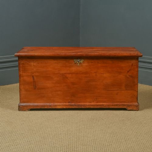 fig 2. Antique English Victorian Pine Flat-Top Blanket Box Chest Trunk (Circa 1840)