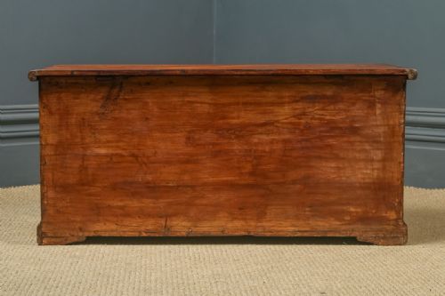 fig 5. Antique English Victorian Pine Flat-Top Blanket Box Chest Trunk (Circa 1840)