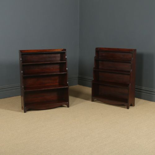 ANTIQUE ANGLOINDIAN REGENCY STYLE TEAK WATERFALL PAIR OF OPEN BOOKCASES CIRCA 1930 - ADDITIONAL PHOTO 1