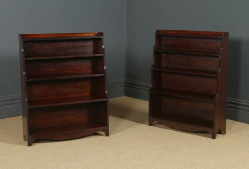 ANTIQUE ANGLOINDIAN REGENCY STYLE TEAK WATERFALL PAIR OF OPEN BOOKCASES CIRCA 1930 - ADDITIONAL PHOTO 2