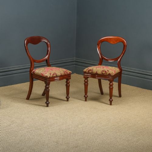 Antique English Victorian Pair of Mahogany Balloon Back Dining / Occasional / Office Desk Chairs (Circa 1860)