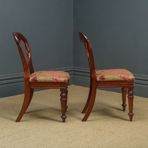 fig 1. Antique English Victorian Pair of Mahogany Balloon Back Dining / Occasional / Office Desk Chairs (Circa 1860)