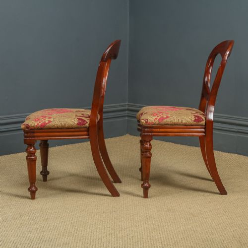 fig 2. Antique English Victorian Pair of Mahogany Balloon Back Dining / Occasional / Office Desk Chairs (Circa 1860)