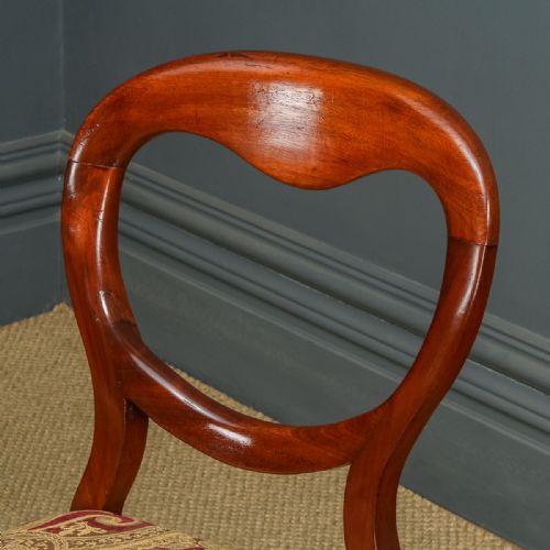 fig 4. Antique English Victorian Pair of Mahogany Balloon Back Dining / Occasional / Office Desk Chairs (Circa 1860)
