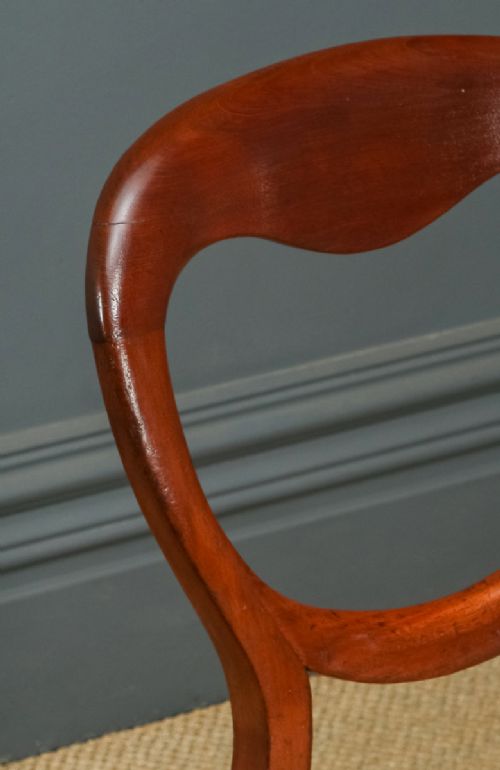fig 5. Antique English Victorian Pair of Mahogany Balloon Back Dining / Occasional / Office Desk Chairs (Circa 1860)