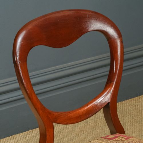 fig 6. Antique English Victorian Pair of Mahogany Balloon Back Dining / Occasional / Office Desk Chairs (Circa 1860)