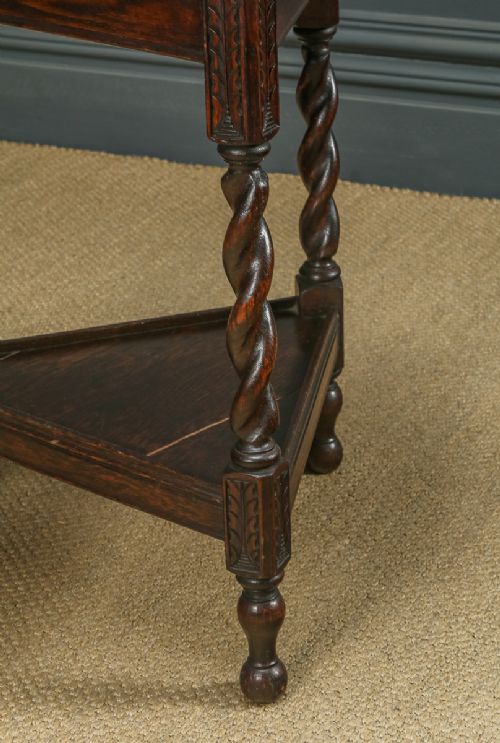 fig 6. Antique English George V Oak Revolving Round Drop Leaf Tripod Side Lamp Table (Circa 1920)