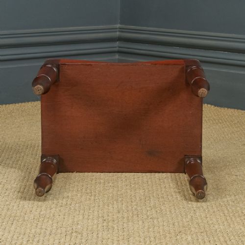 fig 6. Here is a fine quality antique English Georgian mahogany stool, with a newly upholstered shaped seat, incorporating a storage area, circa 1820, in excellent condition.