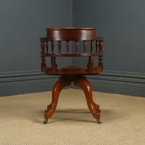 fig 5. Antique English Victorian Oak Revolving Office Desk Arm Chair (Circa 1880)