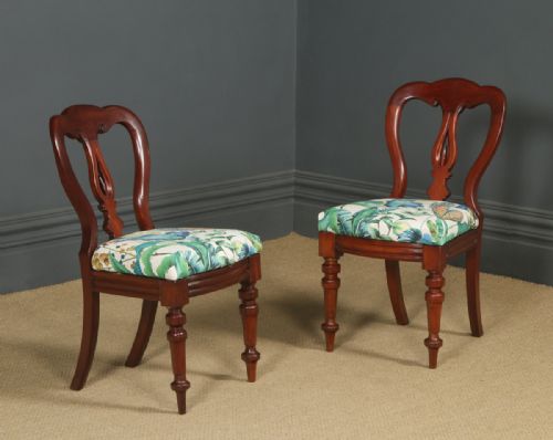 fig 1. Antique English Victorian Pair of Mahogany Spear Back Dining / Occasional / Office Desk Chairs (Circa 1870)